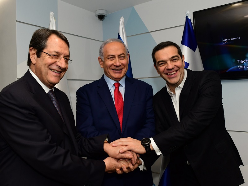 PM Netanyahu, Cypriote Pres. Anastasiades and Greek PM Tsipras